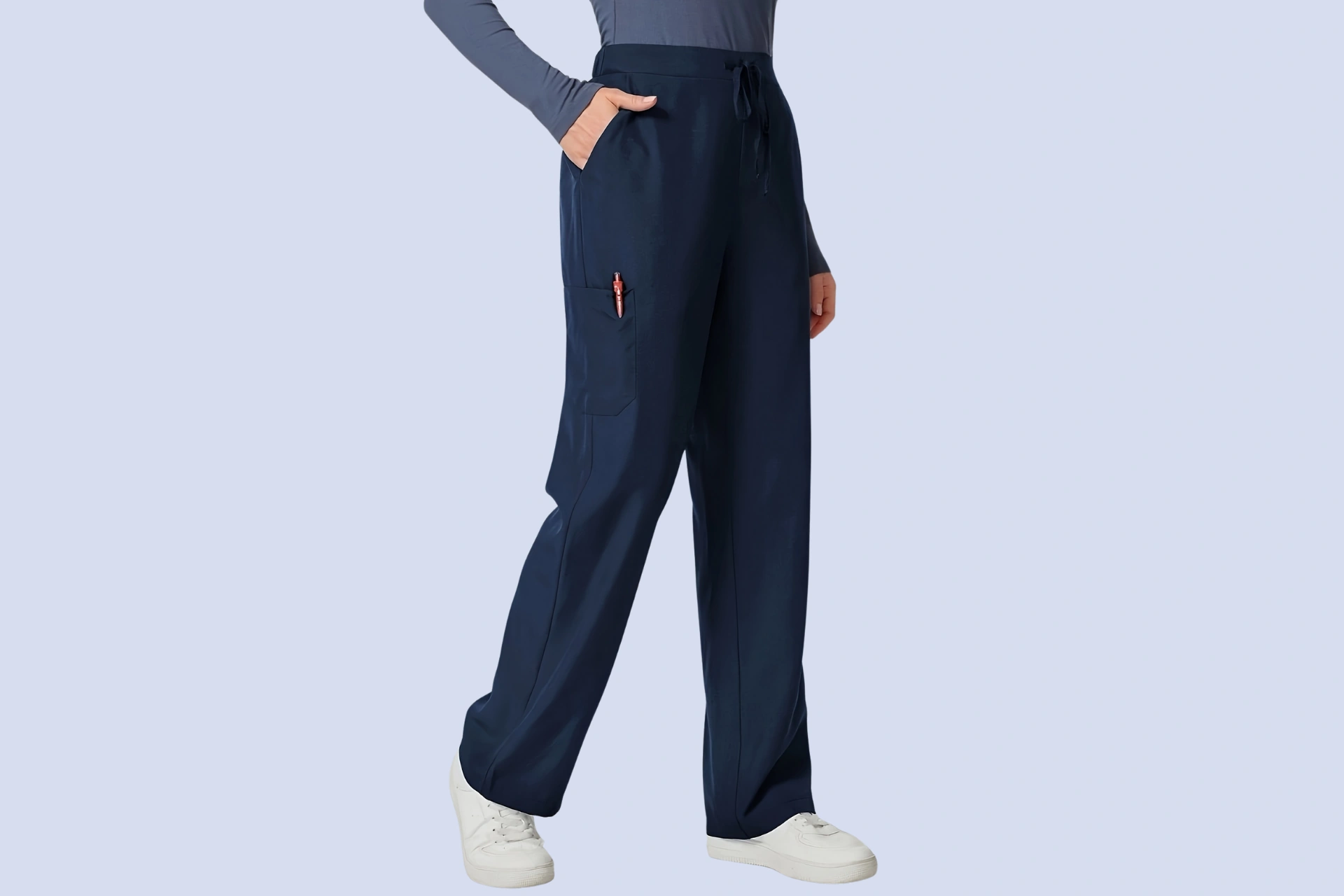Jogger style medical scrub pants with elastic cuffs