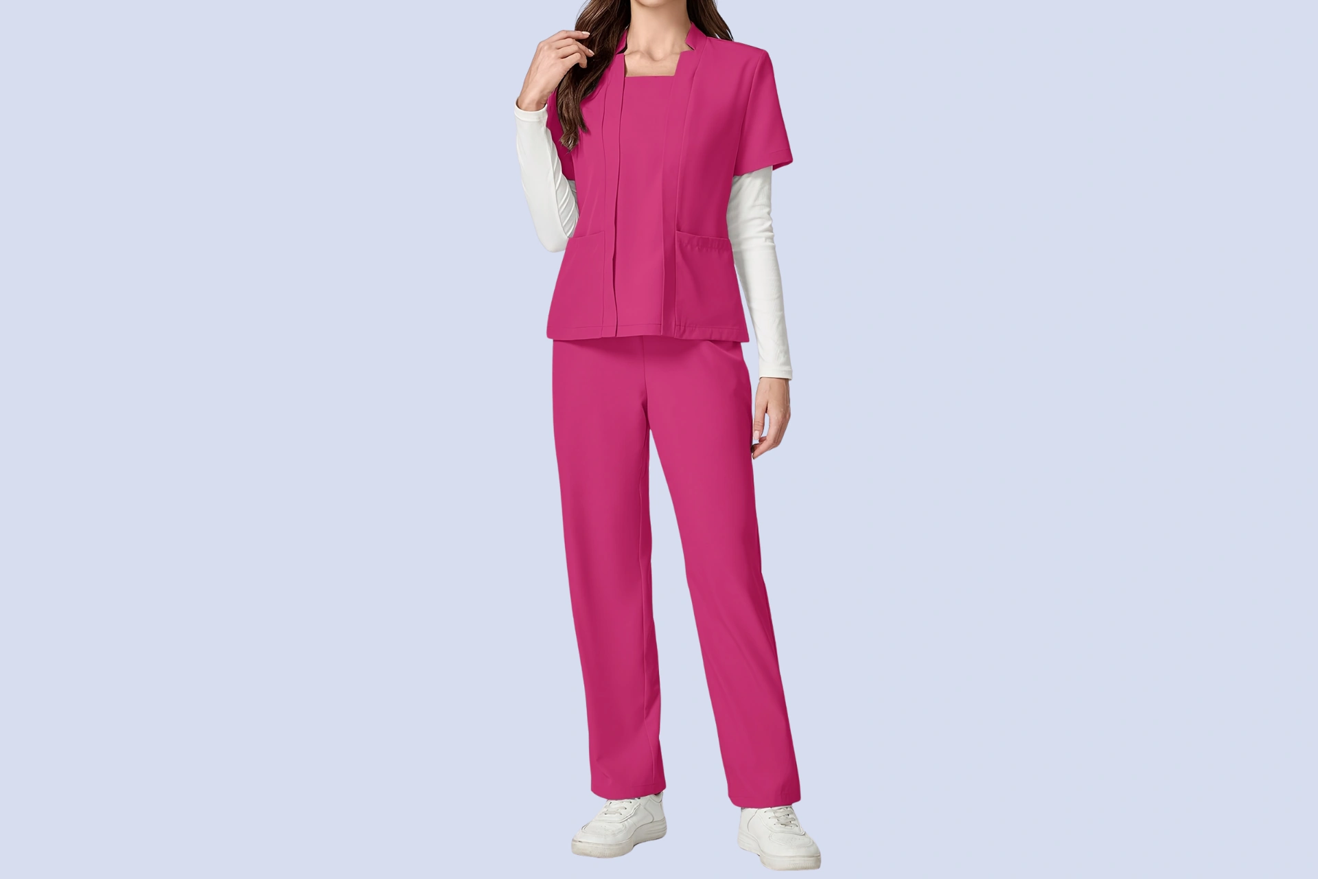 Stylish women's modern fit scrub set for healthcare professionals