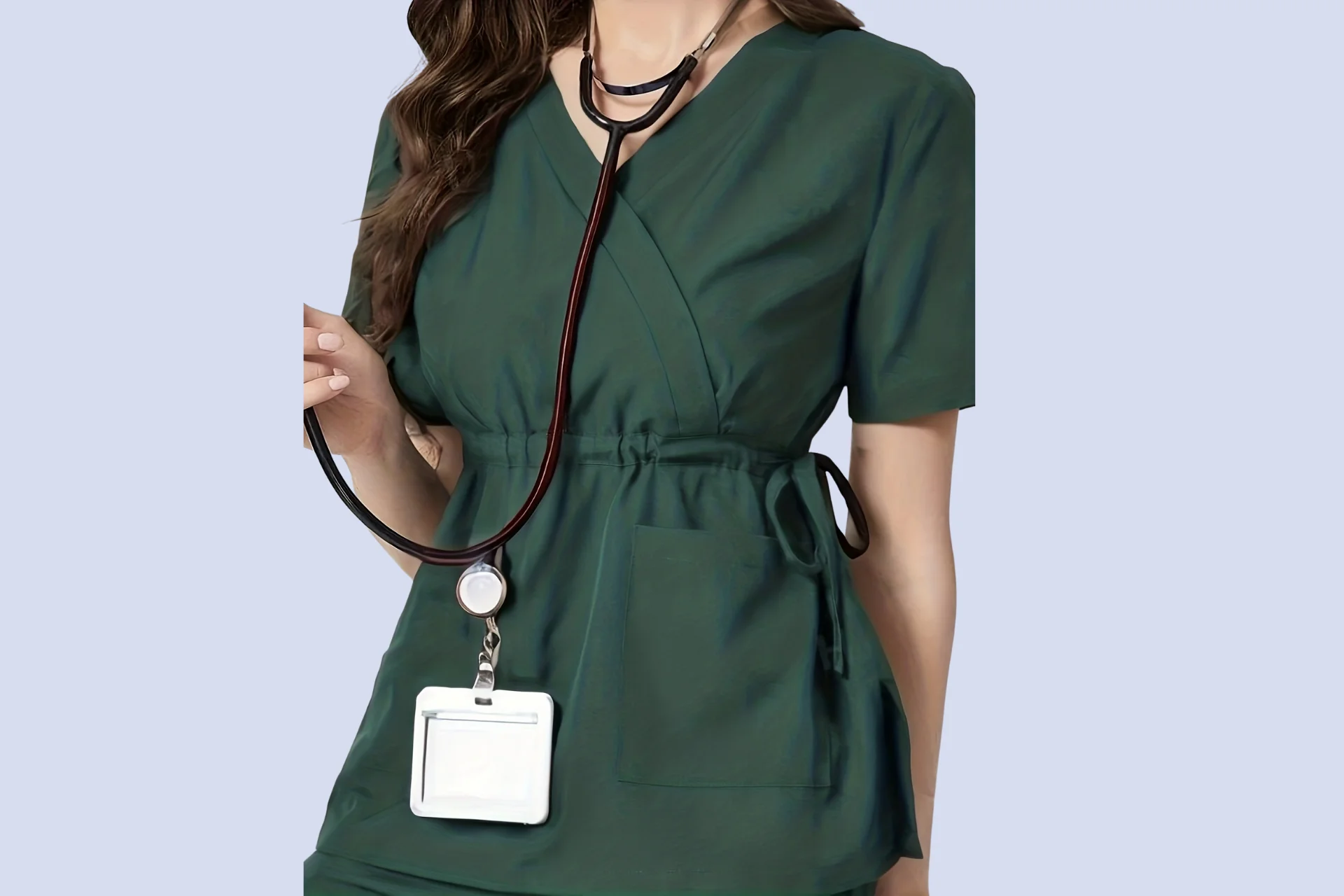 Classic V neck medical scrub top with short sleeves