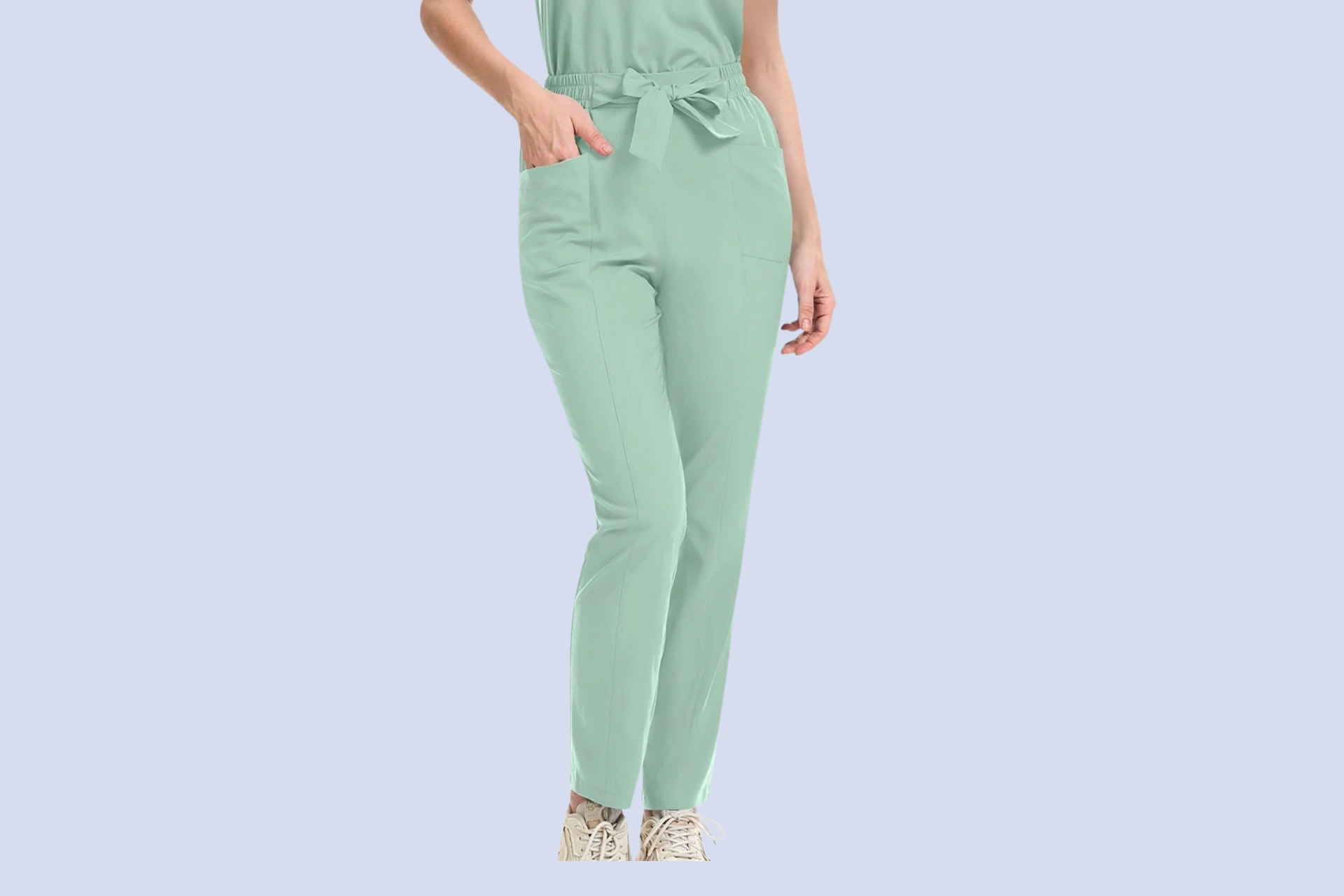 Drawstring scrub pants with adjustable waist