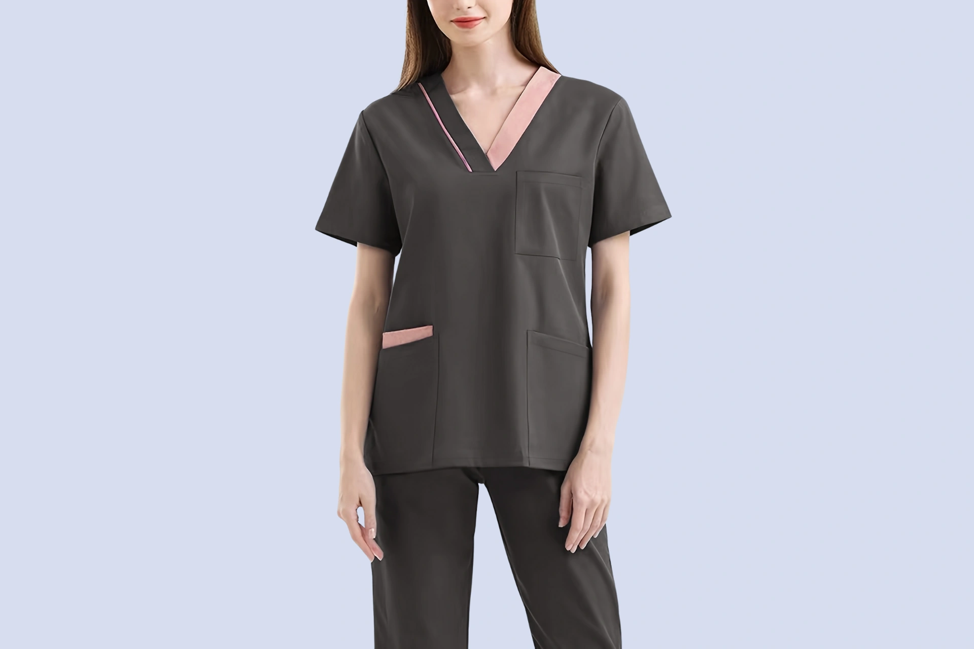 Comfortable unisex classic V-neck scrub set for healthcare professionals