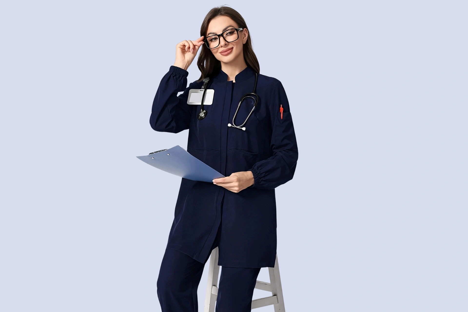 Medical scrub jacket or zip up top with long sleeves