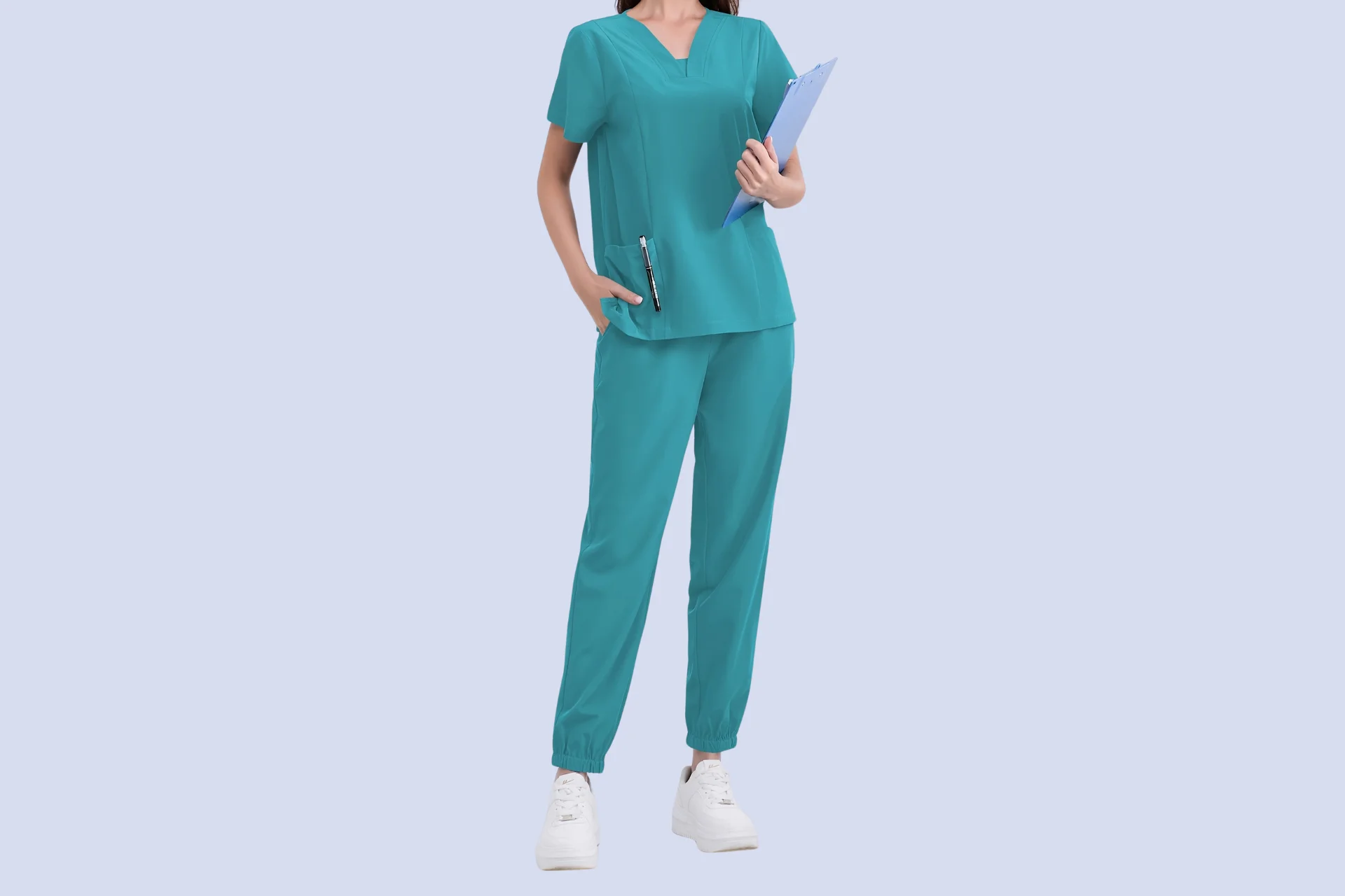 Poly cotton blend fabric option for medical scrub tops and pants